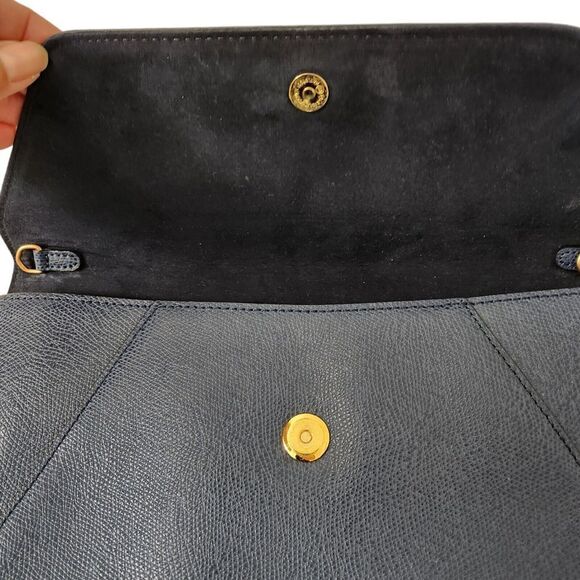 Couronne‎ Womens Clutch Bag Blue Leather Purse Handbag Inside Pockets - Picture 8 of 10